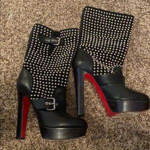 Christian Louboutin Leather Studded Marisa Boots